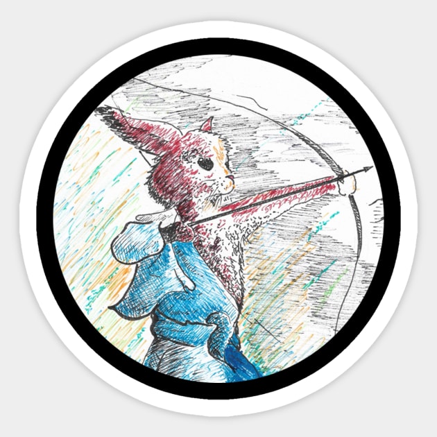 Rabbit archery - vintage fantasy inspired art and designs Sticker by STearleArt